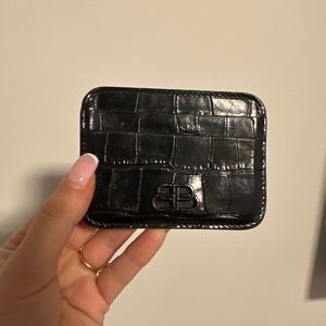 Card holder balenciaga crocodile embossed leather